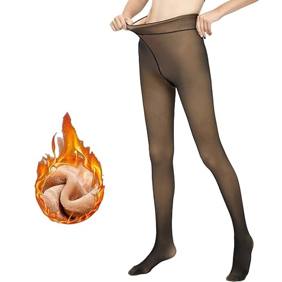 cotson ;lasting wear in every pair Cotson Dual Tone Ankle Length Fake Translucent Warm Fleece Leggings for Women | Warm Sheer Dual Tone Thick Tights | Women's Thermal Extra Thick Warm Double Lined Stretch Thermal Leggings-picture-16