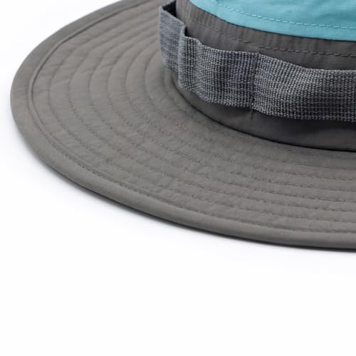 Image of Color-Blocked Fisherman Style Sun Hat for Outdoor Camping, Surfing & Vacations - Wide Brim, UV Protective, Anti-Slip