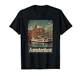 Retro Travel Urban City Boat Art Netherlands perfecto para los fanáticos de los Países Bajos para entusiastas de la ciudad y amantes de los viajes por igual, este diseño de Holanda captura la esencia de la exploración urbana.