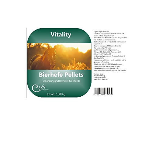 Bierhefe Pellets Vitality - mit Klinoptilolith, Fellwechsel, Vitamin B, Ergänzungsfutter für Pferde (1000 g)