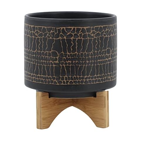 Sagebrook Home 8" Black Ceramic Planter Cover