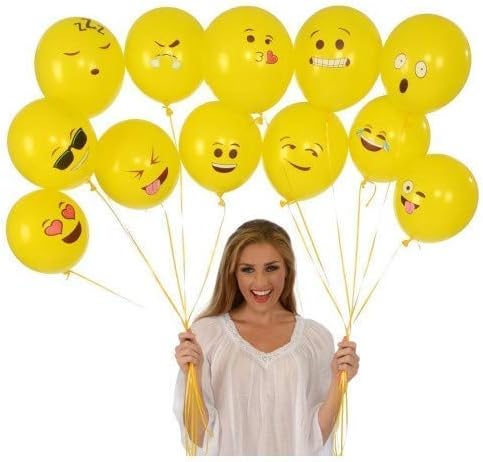 Party Propz Emoji Balloons for Birthday - Set of 100 Pcs (10 inches each) Latex Smiley Balloon for Kids | Smiley Theme Bday Decoration | Balloons for Birthday (Yellow)