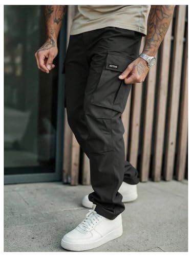 Verdusa Men's Straight Leg Cargo Pants Casual Streetwear Long Trousers with Pockets3