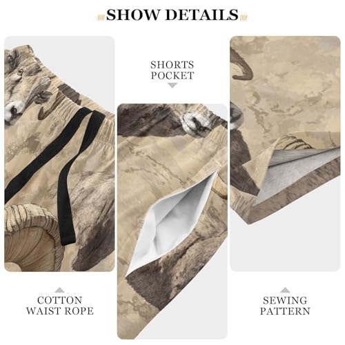 Men's Short Pajama Bottoms Sheep Bighorn Home Casual Sleep Pants3