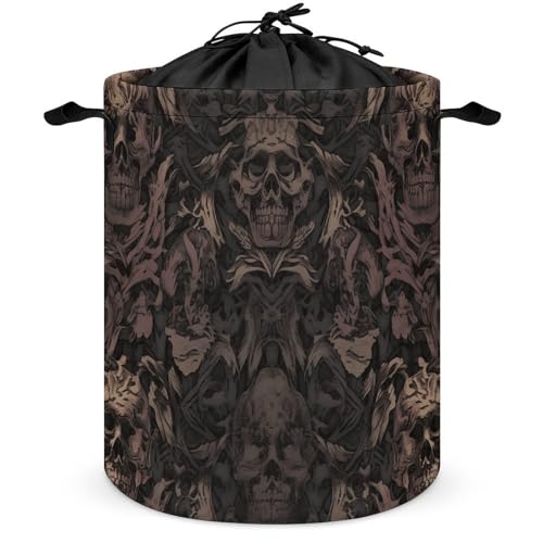 Panier de rangement pour jouets et linge motif tête de mort style gothique damassé