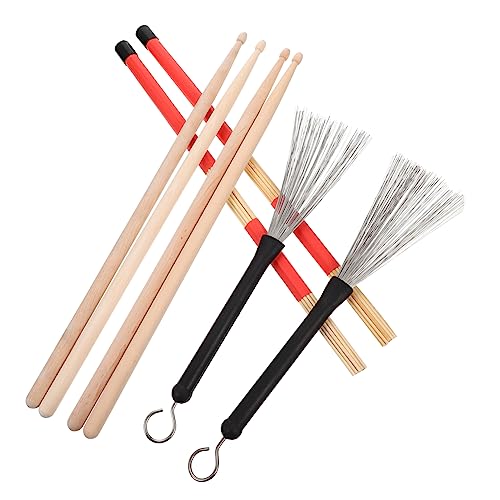 Set de baquetas UPKOCH 1 unidad con bolsa de almacenamiento, cepillos para batería profesionales y baquetas de palo de nogal para estudiantes y músicos, ideal para batería de jazz miniatura 1