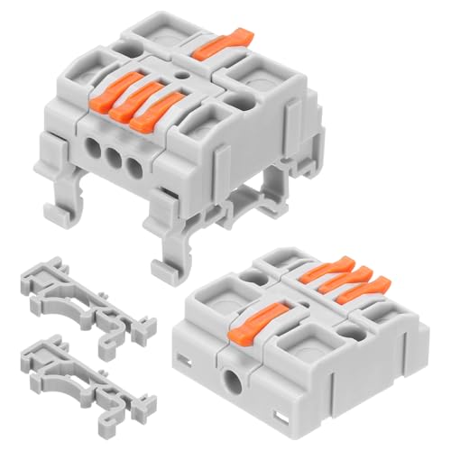 sourcing map 8pcs Din Rail Press Quick Terminal Blocks DIY Splicing Wire Connectors (1 in 3 out) 32A Terminal Blocks for Wiring Cable Circuit Inline 28-12AWG