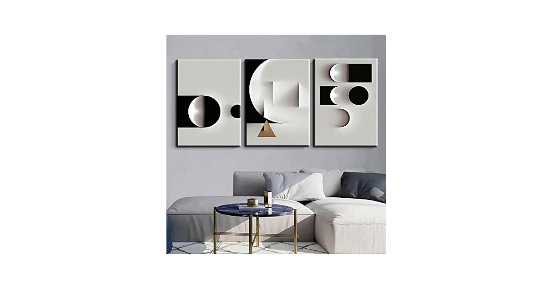 Amazon.co.jp: 抽象的なアートパネル黒と白のポスター幾何学的な豪華な