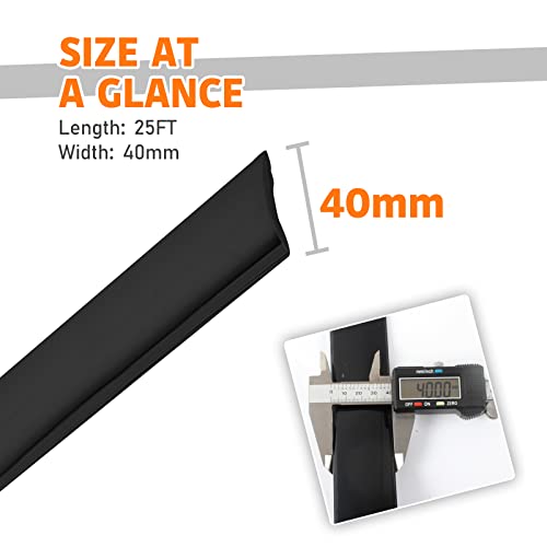 25Ft Automotive Chrome Body Side Trim Molding Black 1-9/16" 40Mm Width Car/Truck/Rv Exterior Molding Trim Strip With Self Adhesive For Door Windows Bumper Protection Anti Scratch #TOP2