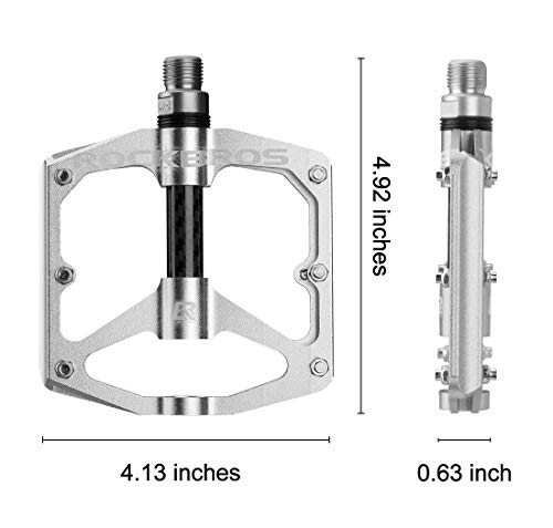 Rockbros 2017-12ES/2 Rock Bros Mountain Bike Pedals Flat Bicycle Pedals 9/16 Lightweight Road Bike Pedals Carbon Fiber Sealed Bearing Flat Pedals thumb #5