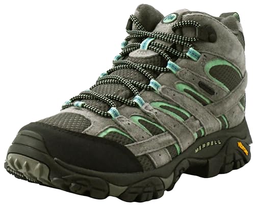 Merrell Women's Moab 2 Mid Waterproof Hiking Boot, Drizzle/Mint, 9.5 M US