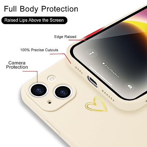 Image of Wirvyuer for iPhone 14 Case Cute Slim Shockproof Phone Case with Wireless Charging Support and Protection, Beige