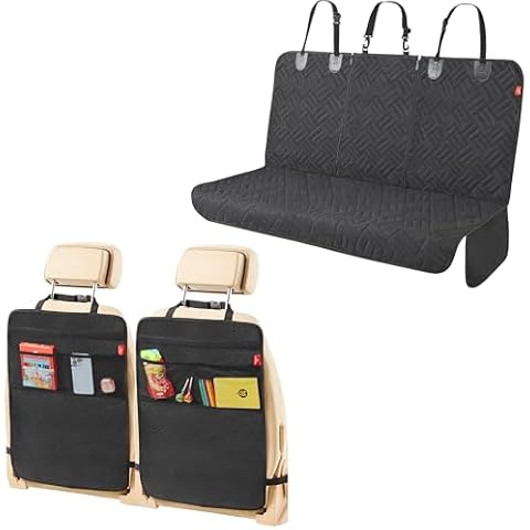 Helteko Kick Mats for Car Seat Back Protection (Pack of 2) Dog Seat Cover, Black Cover