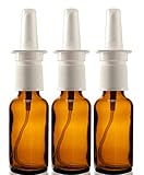 Amber Glass 1 oz Nasal Sprayer! EMPTY, Refillable, Travel Sized, Quality Glass for Saline Applications! (3 Pack)