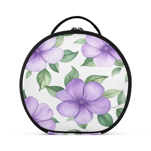 Takiito Purple Flowers Travel Makeup Case Portable Makeup Box Artist Cosmetic Case Organizer With Adjustable Dividers