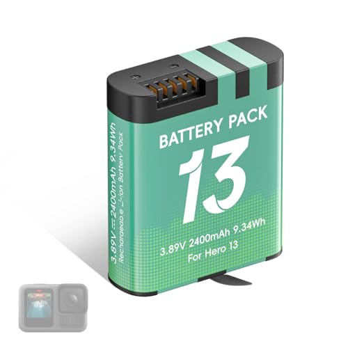 Batterie Gopro13 Hero 2400 mAh CITYORK haute capacité pour filmer plus longtemps