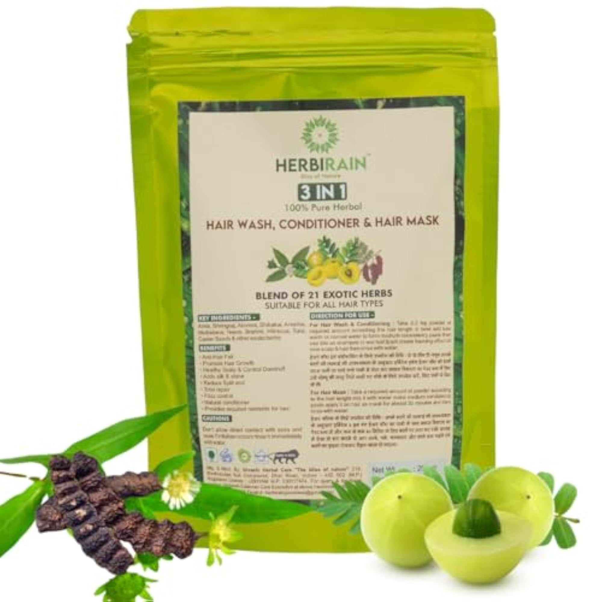 Herbal Hair Shampoo Powder, 3-in-1 Treatment