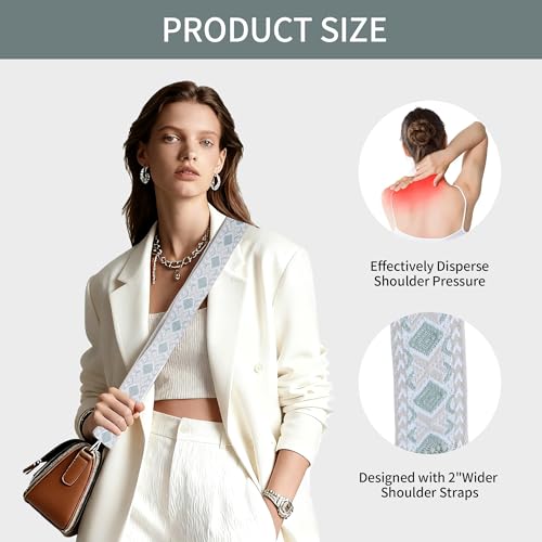 Image of Purse Strap, Adjustable Embroidery Flower 2 Inch Wide Purse Straps Replacement Crossbody for Women