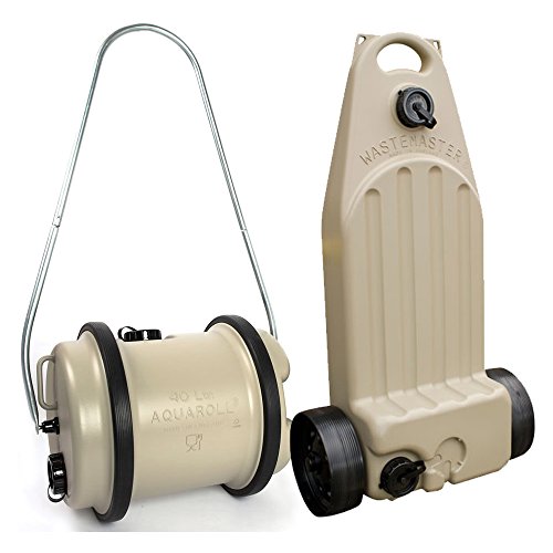 Hitchman Aquaroll and Wastemaster Beige Bundle - 38L Camping Water Carrier and Waste Disposal Unit - Portable, Durable, Eco-Friendly Caravan Accessories