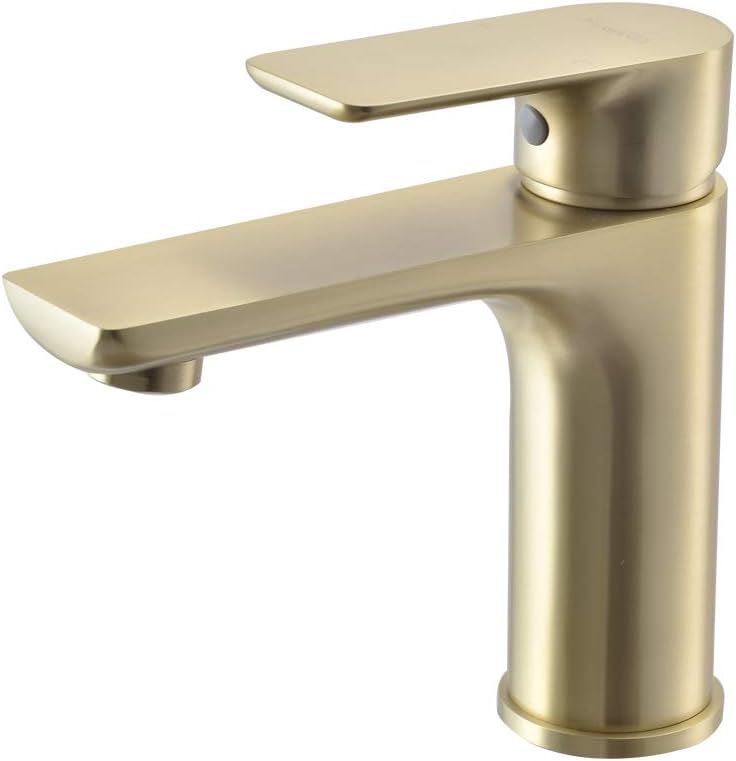 Flash Deals - 80% OFF SHAMANDA Brass Bathroom Faucet, Single Handle One Hole Brushed Gold Bathroom Sink Faucet with cUPC Water Supply Lines, LB201-3