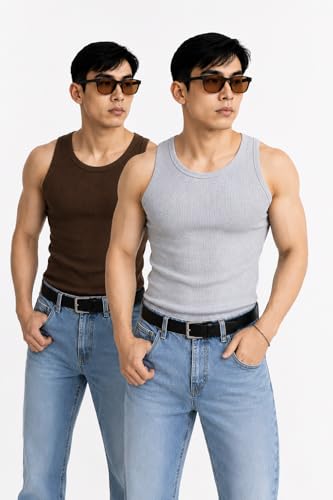 Image of Rockwell Men's Premium Cotton Vest - Sleeveless Gym Undershirt | Breathable, Stretchable & Skin-Friendly Innerwear for Everyday Comfort | Pack of 2 | 302