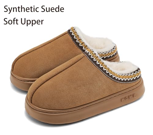 Meik Mangni Women'S Slippers Fluffy Winter House Shoes Platform Mini Boots Lined Short Ankle Boots Indoor Outdoor Brown 7.5-8 Us thumb #2