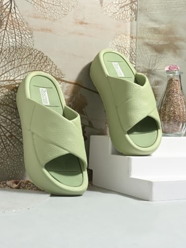 Image of DOCTOR HEALTH SUPER SOFT Women's Orthopedic Cross Strap Slides | Ultra Soft Cushioned Lightweight Slip-On Slippers | Anti-Skid Comfortable Platform Sandals for Everyday Wear
