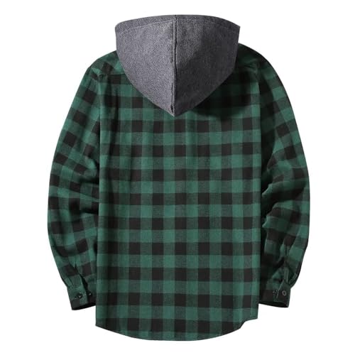 Long Sleeve Shirts for Men 2025 Fall Button Down Plaid Hoodie Jackets Casual Flannel Comfort Stylish Hooded Tops3