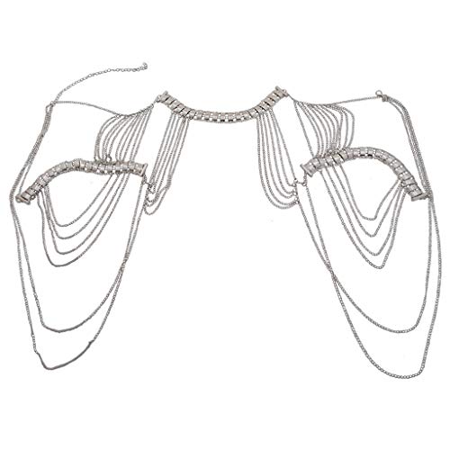 Cadena para el cuerpo de mujer de aleación dorada con flecos metálicos finos