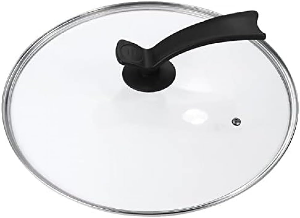 Tapa de sartén, tapa redonda universal con mango de pie, cubierta de vidrio transparente de repuesto para ollas de vidrio templado, 38 cm