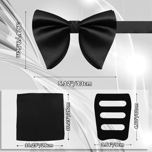 Image of Mens Bow Tie Pre Tied Oversized Bow Ties for Men Satin Bowties for Tuxedo Wedding Party Banquet