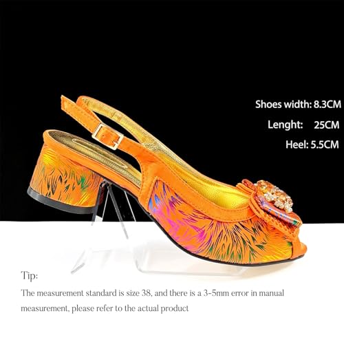 Women Color Matching Comfortable high Heel Shoes and Bag Fashion Style Pointed-Toe Shoes Coffee4