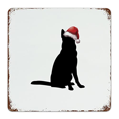 Panneau de Noël Corgi en métal finition rustique premium