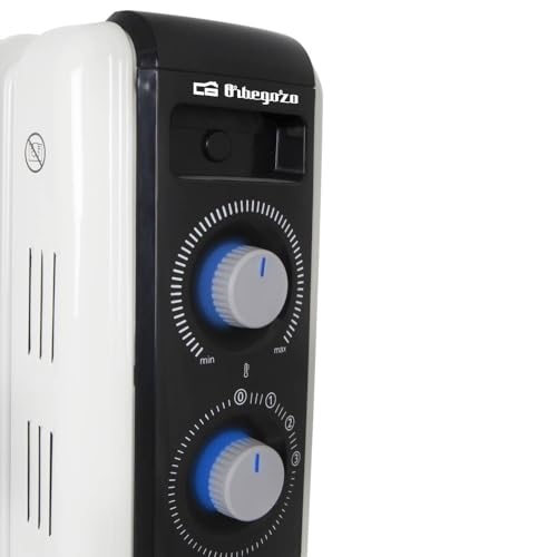 Orbegozo RF 1000 - Ölheizstrahler, 1000 W Leistung, modularer Aufbau mit 5 Elementen und Design in Weiß, 3600 W, 1 Liter, 44 dB, Holz, Schwarz