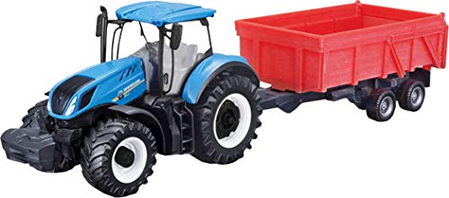 Bburago B18-31658 New Holland T7.315 Tractor con Remolque basculante 10 cm, Azul