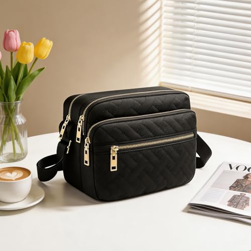Image of Medium Nylon Crossbody Bags for Women Trendy Crossbody Purses Travel Large Cross Body Bag Quilted Purse