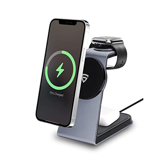 RAEGR MagFix Arc M1050 [3-in-1] 15W Mag-Safe Compatible Wireless Charging Stand Compatible with iPhone 16/15/14/13 Series, Apple Watch Series [Ultra 2/9/8/7/SE], AirPods Pro, Aluminum Uni-Body Design