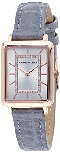 Anne Klein Vrouwen Glitter geaccentueerde Croco-Grain Strap Watch, AK/3820, Grijs/Rose Goud, riem