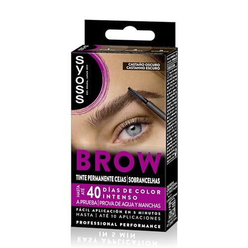 SYOSS Brow Tinte para Cejas Castaño Oscuro (1 x 10 ml), coloración permanente pelo, resistente al agua, 40 días de duración y hasta 10 usos, para unas cejas perfectas