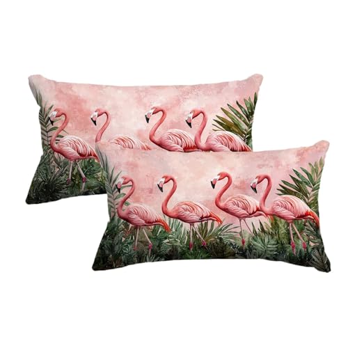 Fundas Cojines Exterior Impermeable 50x80 Juego de 2 Fundas Cojines Rosa Decorativos Funda Almohadas 50x80 Pack 2 Impermeable Flamenco Funda de Almohada Rectangular para Balcón Jardín Exterior -7953