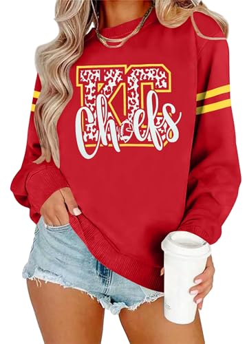 MYHALF Game Day Sweatshirt Women Long Sleeve Football Shirt Game Day Crewneck Letters Print Pullover Football Mom Tops