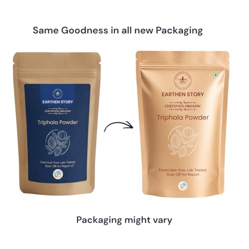 Image of Earthen Story Certified Organic Triphala Powder (200g) | Lab Tested for 180+ Pesticides | Natural Gut Detox & Digestion Support | Amla, Haritaki & Bibhitaki | Vegan, Non-GMO