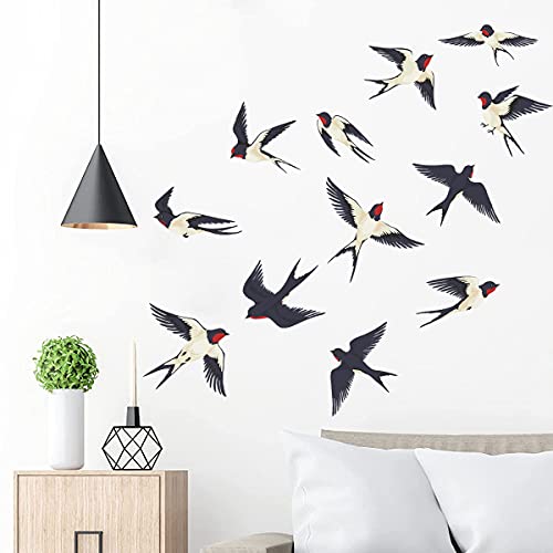 MEFOSS Flock of Birds Wall Decal Removable DIY Flying Sparrow Birds Wall Stickers Peel and Stick Wall Sticker Art Decor for Living Room Bedroom Playroom Office Classroom Window Decorations