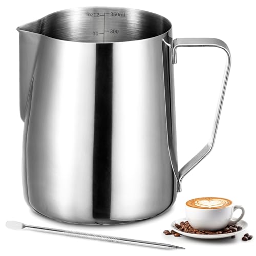 Milchkännchen - 350ml/12oz Milchkanne Edelstahl mit Messung Mark...