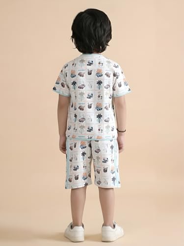 Image of POLKA TOTS 100% Pure Cotton T-Shirt and Shorts Combo For Boys | Summer Dress & Beach Wear for Boys and Toddlers | Breathable Premium Fabric Co-Ord Set Kids | Relaxed Fit Casual Summer Outfit for Kids