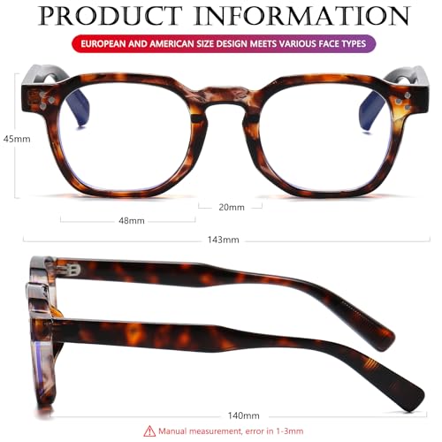 Image of AIEYEZO Retro Blue Light Glasses for Men Women Square Thick Framed Eyeglasses Trendy Vintage Computer Glasses