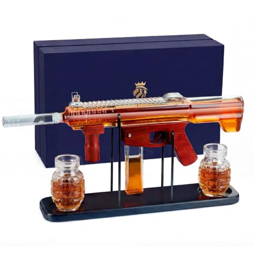 Image of Gifts for Men Dad, Kollea Gun Whiskey Decanter Set-Limited Edition, Liquor Decanter with Bullet Shot Glass, Cool Anniversary Birthday Gifts for Him Husband, Military Present for Home Bar Drinking