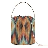 WELLDAY Crochet Bag Knitting Bag Yarn Storage Organizer, Southwestern Ikat Pattern Yarn Bag Crochet Tote for Crocheting Project, Store Skein Ball