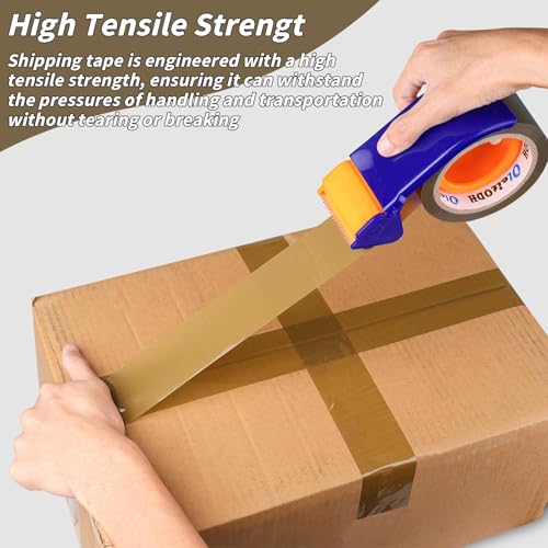Image of 36 Rolls Brown Packing Tape with Dispenser, 1.88 inch X 120 yd Shipping Tape Bulk, Total 4320 yards, 2.6 mil, 3 inch Core, Tan Packing Tape Refills, Carton Sealing Tape for Moving Boxes, Package, Mailing