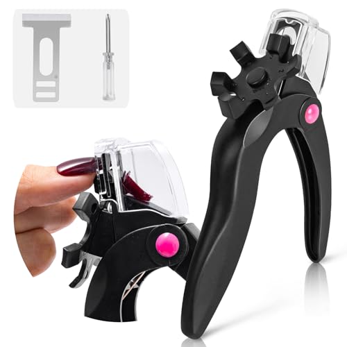 AIRSEE Adjustable Acrylic Nail Clippers with Sizer & Catcher, Nail Tip Cutter with Length Dial, Professional Stainless Steel Trimmer for Fake  Nails, Nail Extensions, Manicure Salon Home, Black